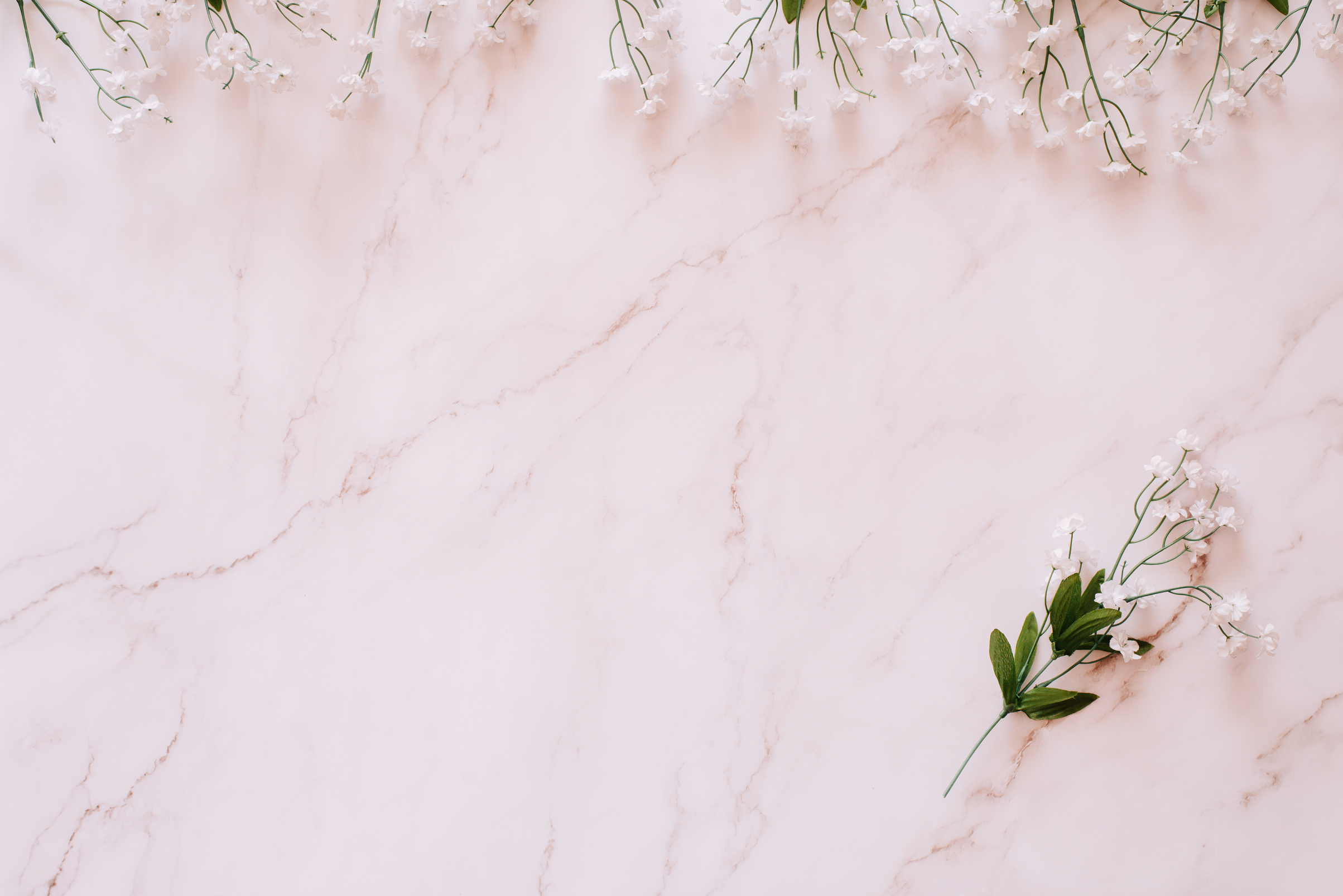 White Flowers on a Marble Table